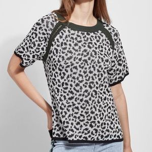 Animal Print Short Sleeve Sweater